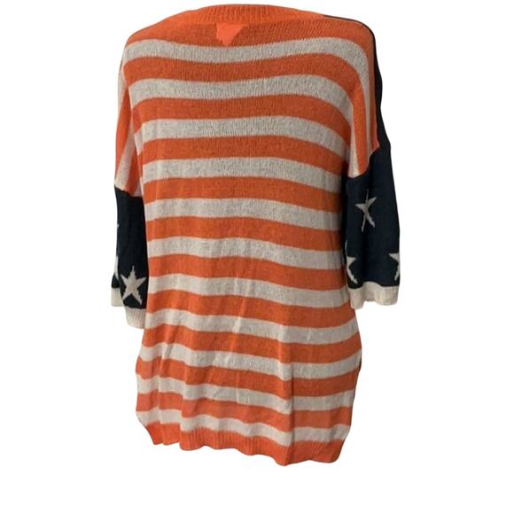 BiBi American Flag Sheer Short Sleeve Sweater July 4th Patriotic Size Medium - Picture 3 of 8
